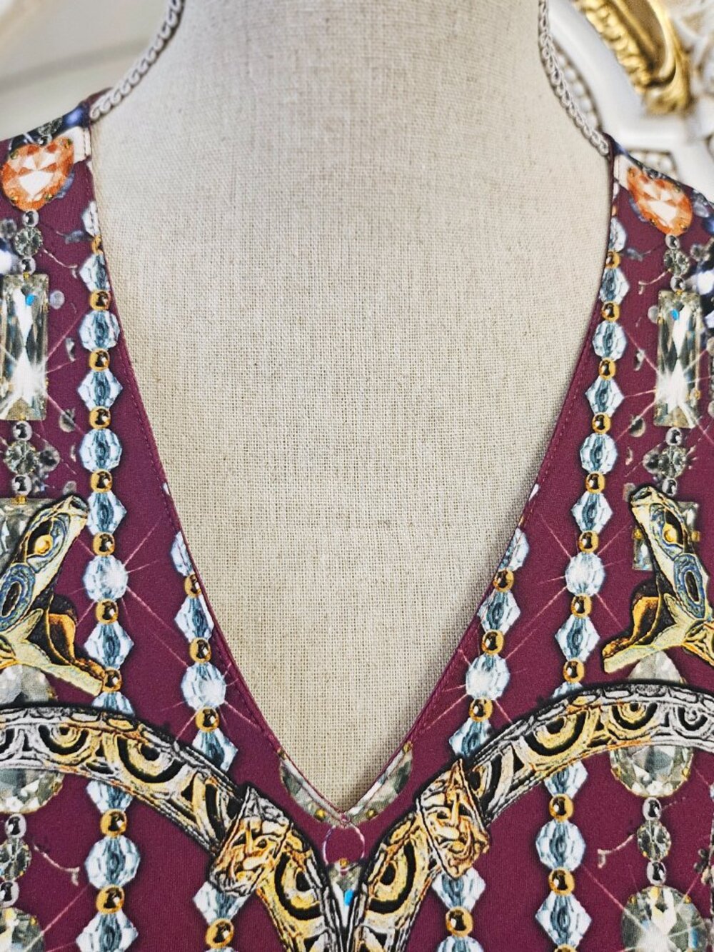 Just Cavalli burgundy printed stretch top, size M, NWT - Picture 7 of 16